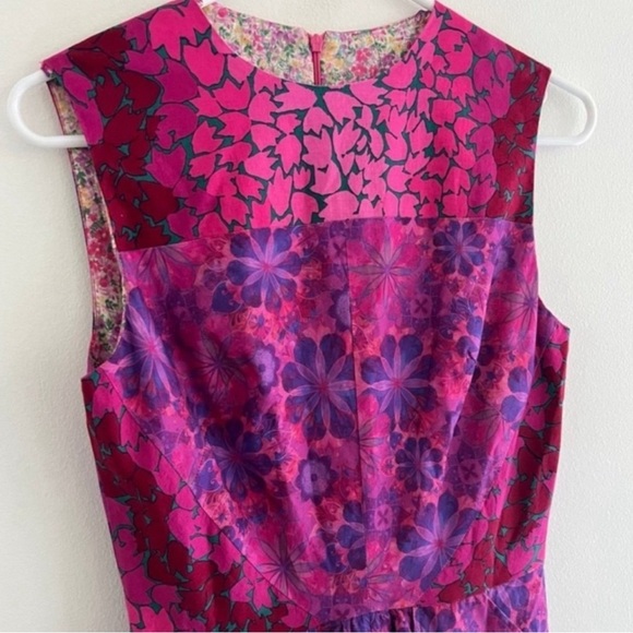Vintage 90s Pink Purple Floral Midi A Line Dress Small - Picture 2 of 4